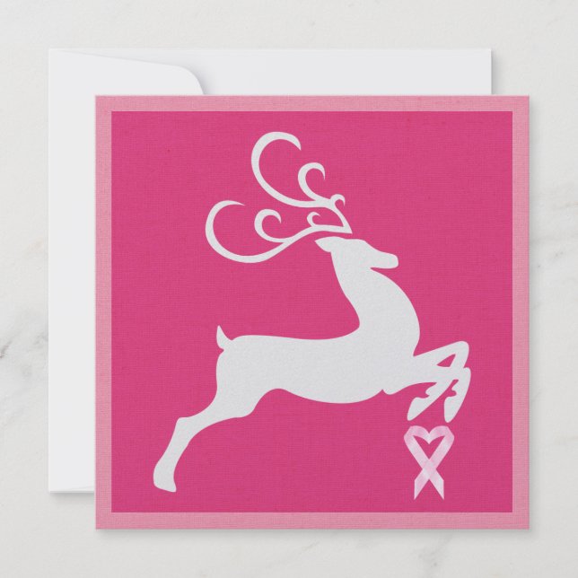 Cancer Awareness Pink Ribbon Christmas - Holiday Invitation (Front)