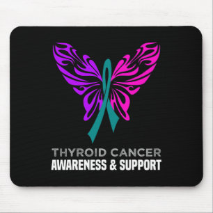 Cancer Awareness Pink Teal Blue Ribbon Butterfly  Mouse Pad