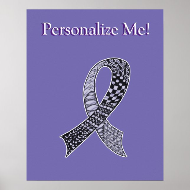 Cancer Awareness Ribbon Custom Colour Poster (Front)