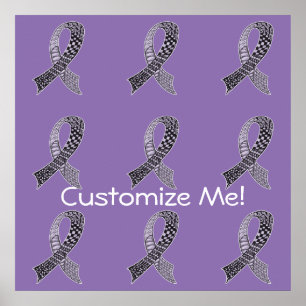 Cancer Awareness Ribbon Custom Colours Poster