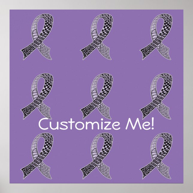 Cancer Awareness Ribbon Custom Colours Poster (Front)