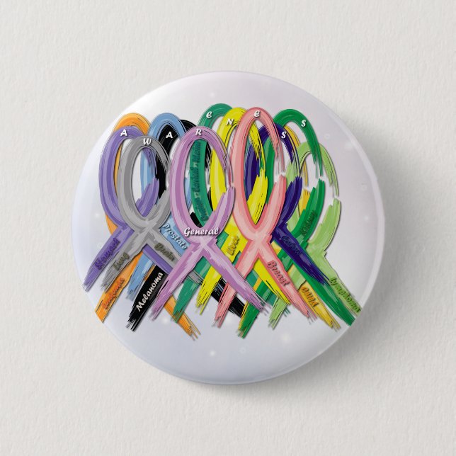 Cancer Awareness Ribbons 6 Cm Round Badge (Front)