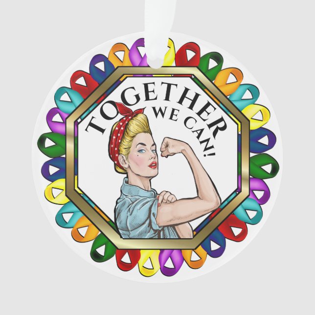 Cancer Awareness Ribbons Ornament (Front)