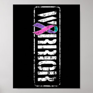 Cancer Awareness - Sideways Military Warrior Ribbo Poster