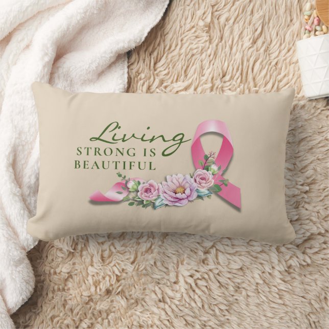 Cancer Awareness - Strong is Beautiful  Lumbar Cushion (Blanket)