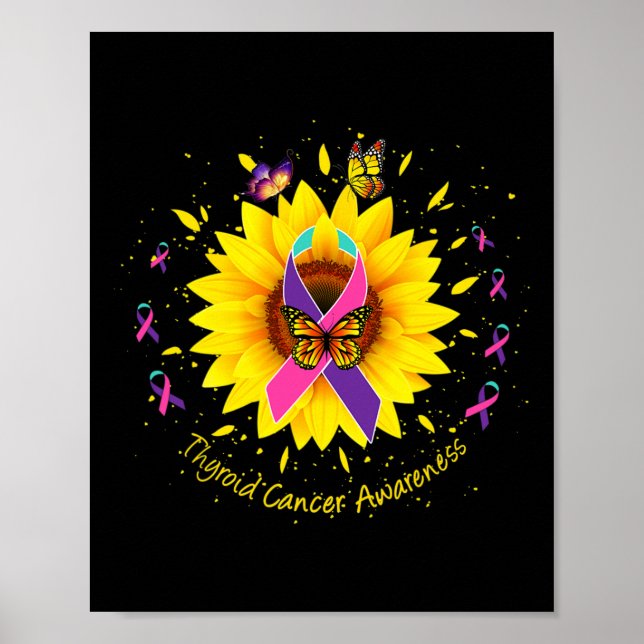Cancer Awareness Sunflower Butterfly Gift Survivor Poster (Front)