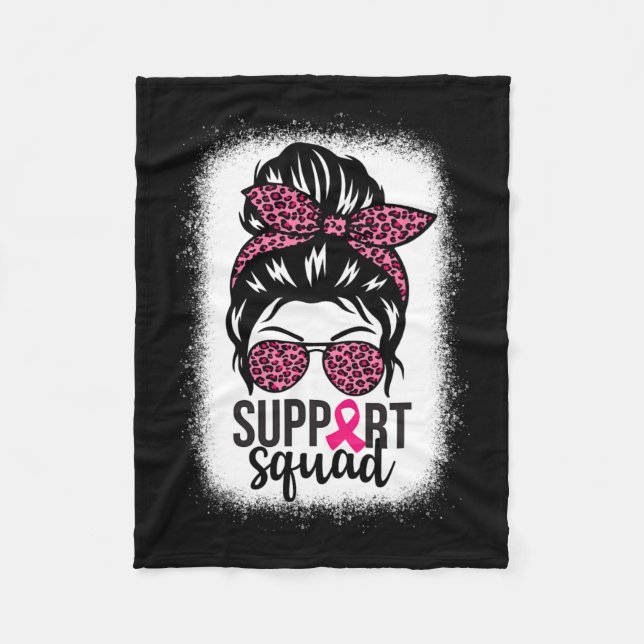 Cancer Awareness Support-squad Messy Bun Warrior 1 Fleece Blanket (Front)