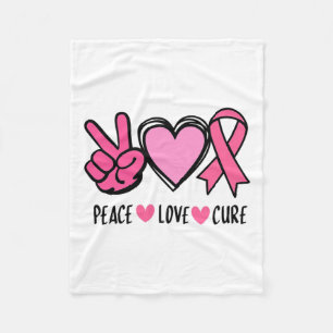Cancer Awareness Support Squad Peace Love Cure Pin Fleece Blanket