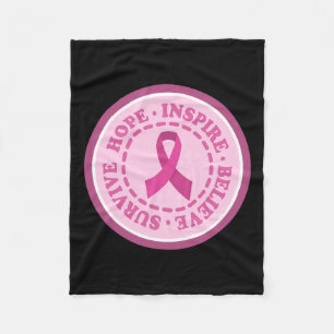 Cancer Awareness Survive Hope Inspire Believe Fleece Blanket