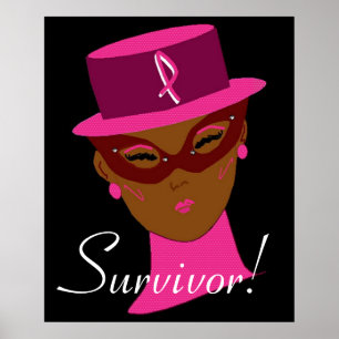 Cancer Awareness Think Pink Ribbon Survivor  I Poster