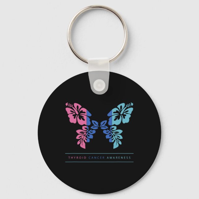 Cancer Awareness Thyroid Cancer Support  Key Ring (Front)