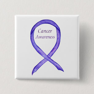 Cancer Awareness Violet Ribbon Custom Pins