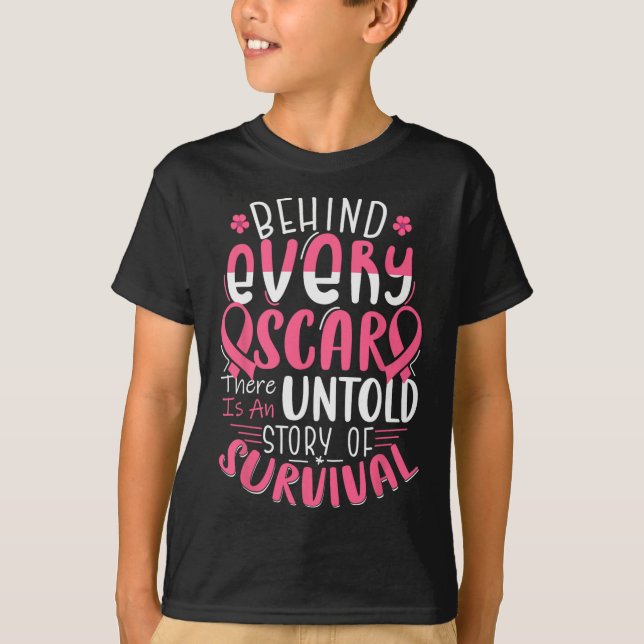 Cancer Awareness Warrior Pink Ribbon Breast Cancer T-Shirt (Front)