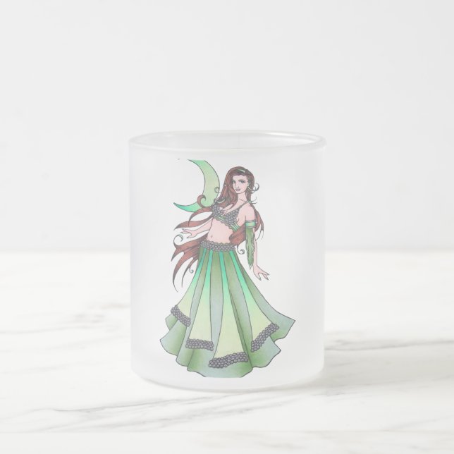 Cancer Belly Dancer Frosted Glass Coffee Mug (Center)