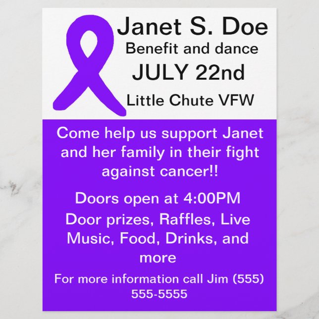Cancer benefit flyer (Front)