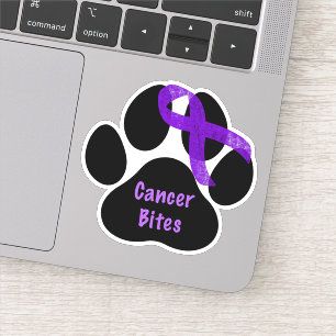 Cancer Bites Paw Print Purple Ribbon Pancreatic 