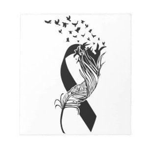 Cancer Black Ribbon Feather Birds Notepad