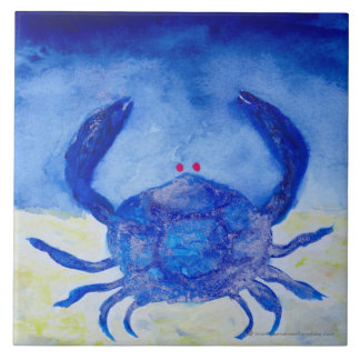 Cancer Blue Zodiac Symbol Tile