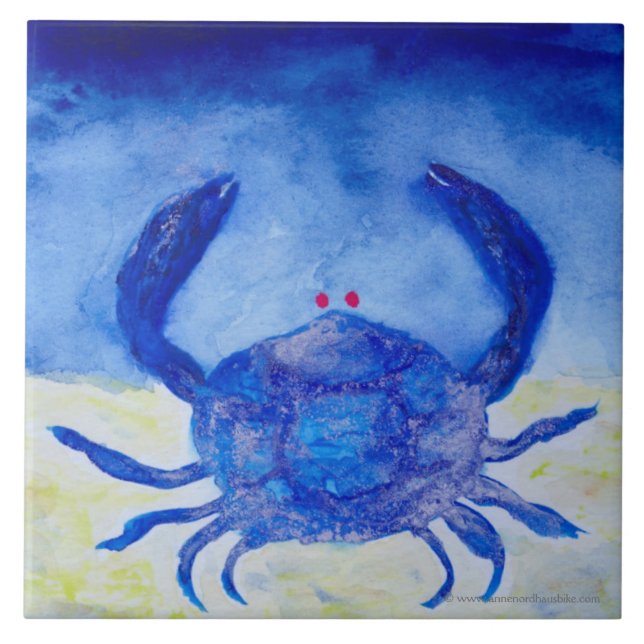 Cancer Blue Zodiac Symbol Tile (Front)