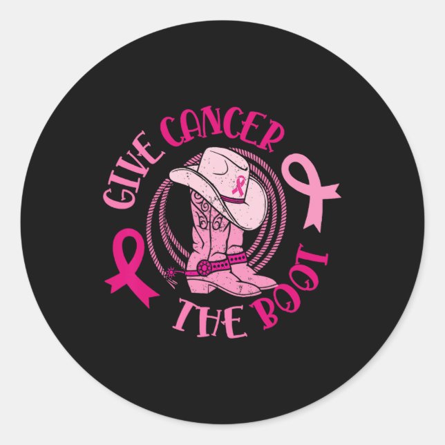 Cancer Boot Breast Cancer Awareness Gift For Women Classic Round Sticker (Front)