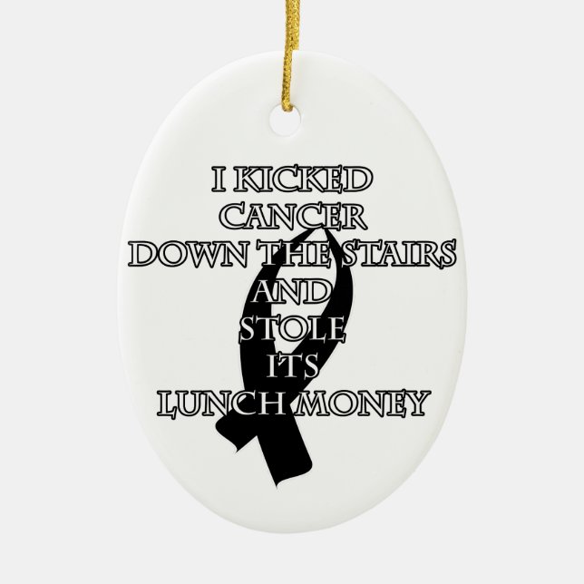 Cancer Bully (Black Ribbon) Ceramic Tree Decoration (Front)