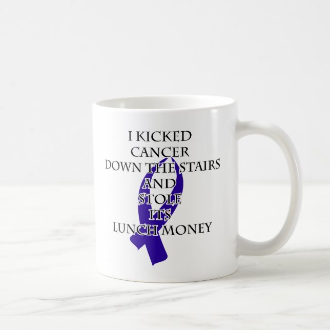Cancer Bully (Dark Blue Ribbon) Coffee Mug (Right)