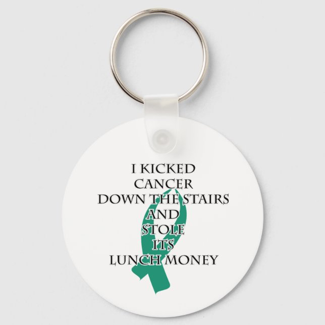 Cancer Bully (Teal Ribbon) Key Ring (Front)