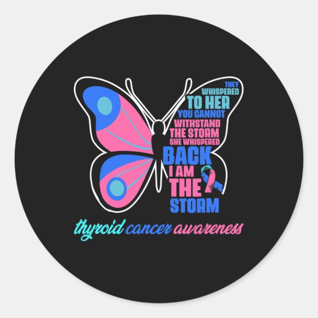 Cancer Butterfly - Thyroid Survivor Thyroid Cancer Classic Round Sticker (Front)