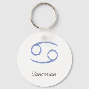 Cancer. Cancerian Zodiac Astrological Sign. Blue Key Ring