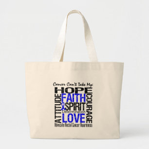 Cancer Can't Take My Hope Collage Rectal Cancer Large Tote Bag