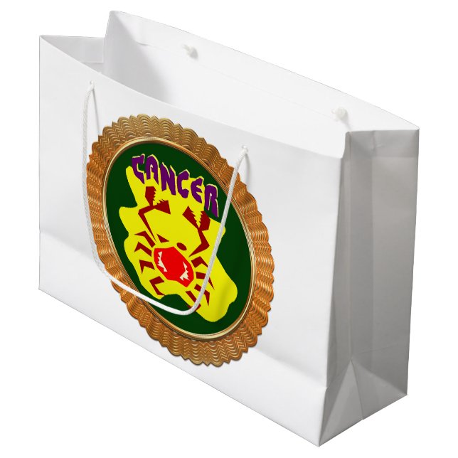 Cancer Cartoon Zodiac Astrology design Horoscope Large Gift Bag (Front Angled)