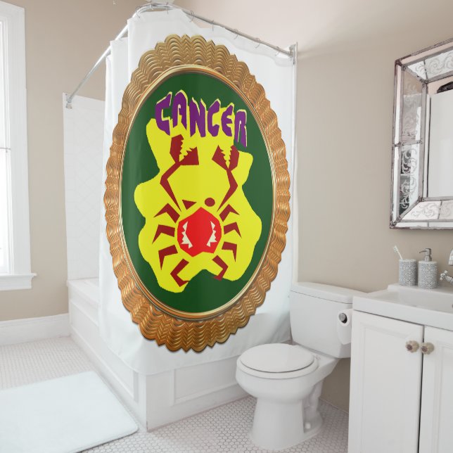 Cancer Cartoon Zodiac Astrology design Horoscope Shower Curtain (In Situ)
