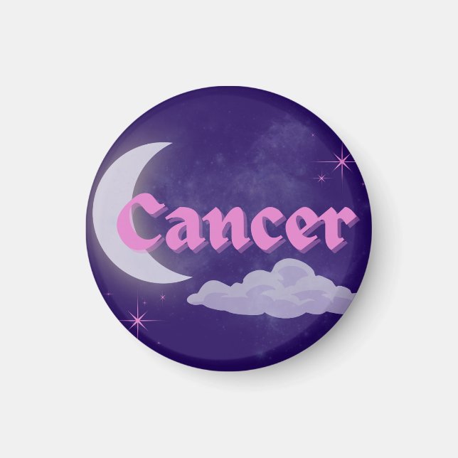 Cancer Celestial Aesthetic Moon Cloud Stars Design Magnet (Front)