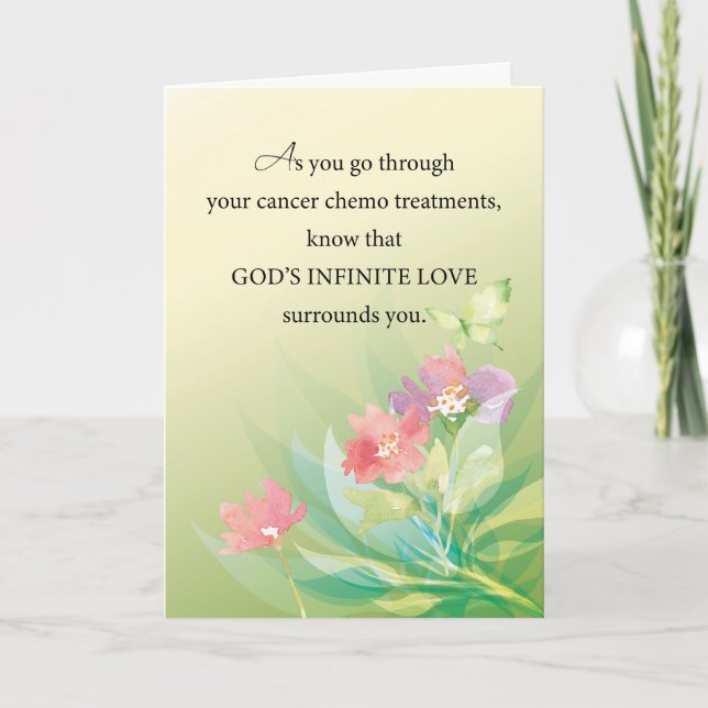 Cancer Chemo Religious Support Greenery Flowers Card (Front)