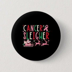 Cancer Christmas Pink Ribbon Santa Sleigh Reindeer 6 Cm Round Badge