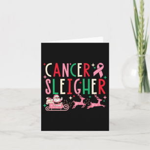 Cancer Christmas Pink Ribbon Santa Sleigh Reindeer Card