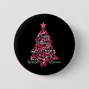 Cancer Christmas Tree Pink Ribbon Fight Awareness 6 Cm Round Badge