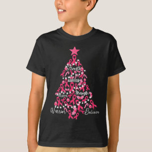 Cancer Christmas Tree Pink Ribbon Fight Awareness T-Shirt