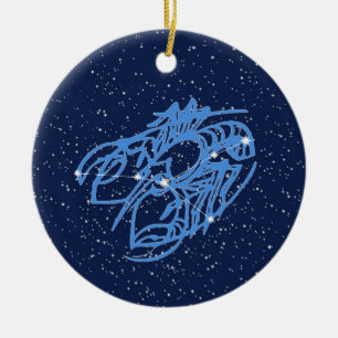 Cancer Constellation and Zodiac Sign with Stars Ce Ceramic Tree Decoration