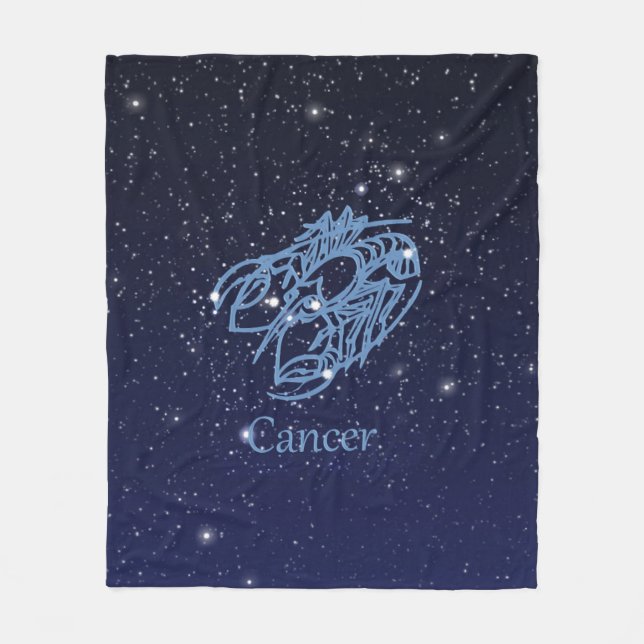 Cancer Constellation and Zodiac Sign with Stars Fleece Blanket (Front)