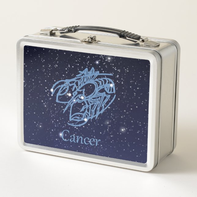 Cancer Constellation and Zodiac Sign with Stars Metal Lunch Box (Front)