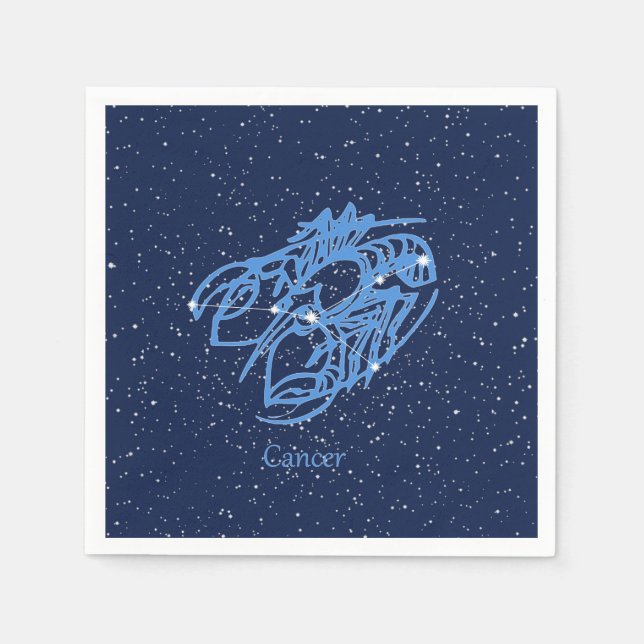 Cancer Constellation and Zodiac Sign with Stars Napkin (Front)