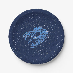 Cancer Constellation and Zodiac Sign with Stars Paper Plate
