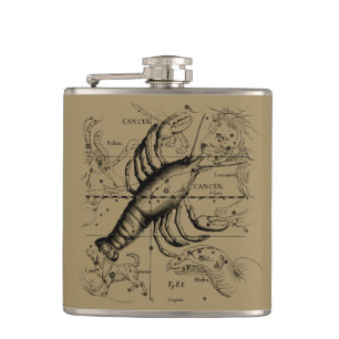 Cancer Constellation by Hevelius circa 1690 Hip Flask