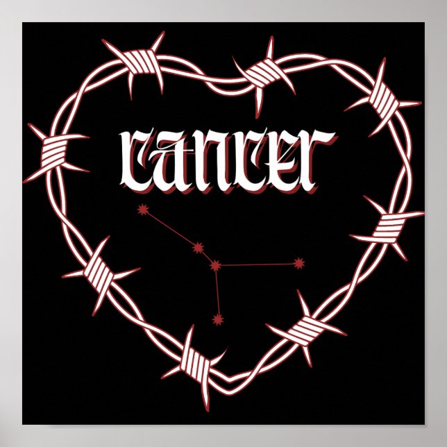 Cancer Constellation Gothic Dark Celestial Art Poster (Front)