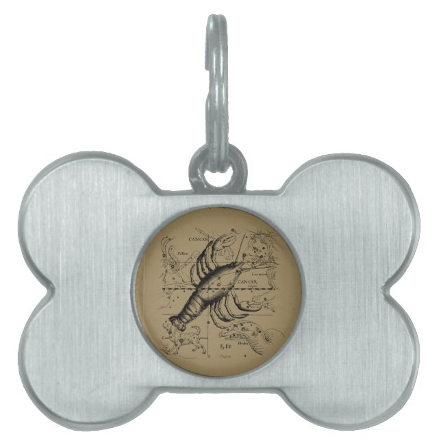Cancer Constellation Hevelius 1690 Engaving Pet Name Tag (Front)