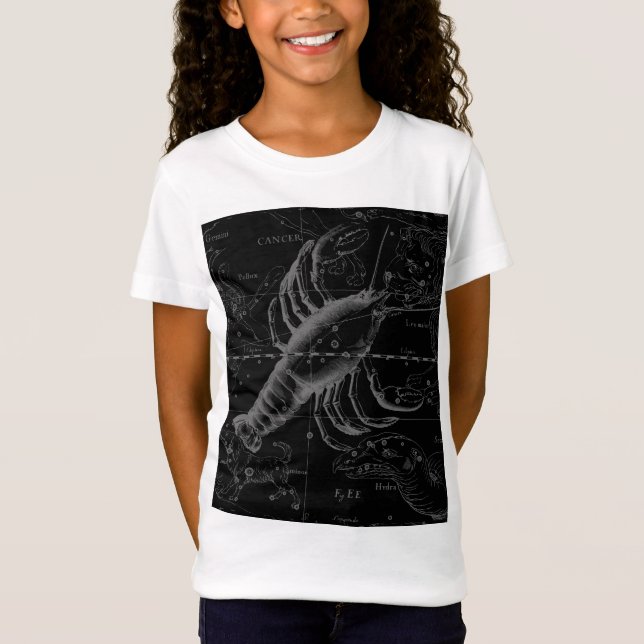 Cancer Constellation Map Black Hevelius circa 1690 T-Shirt (Front)