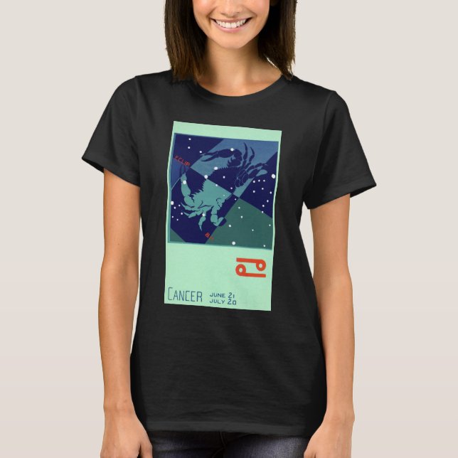 Cancer Crab Constellation Vintage Zodiac Astrology T-Shirt (Front)