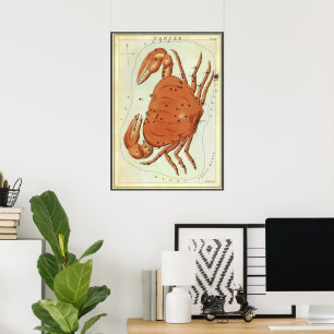 Cancer Crab Vintage Constellation, Urania's Mirror Poster
