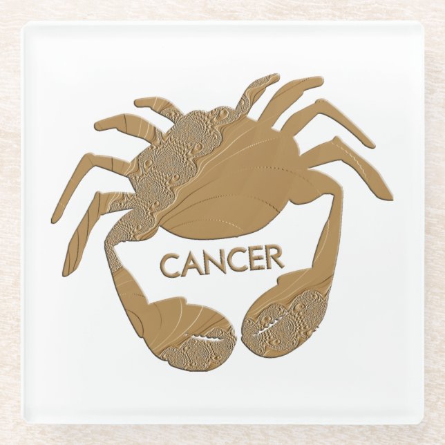 Cancer Crab Zodiac Glass Coaster (Front)